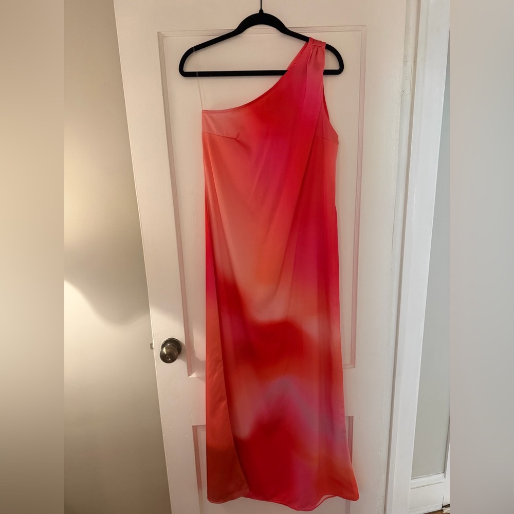 Baobab Coralina One-Shoulder Gradient Pink and Orange Maxi Dress
